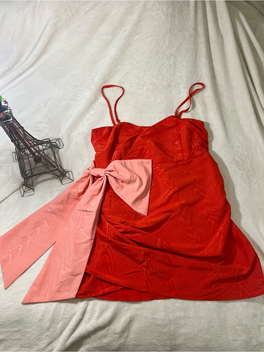Red Mini Dress with Pink Side Bow